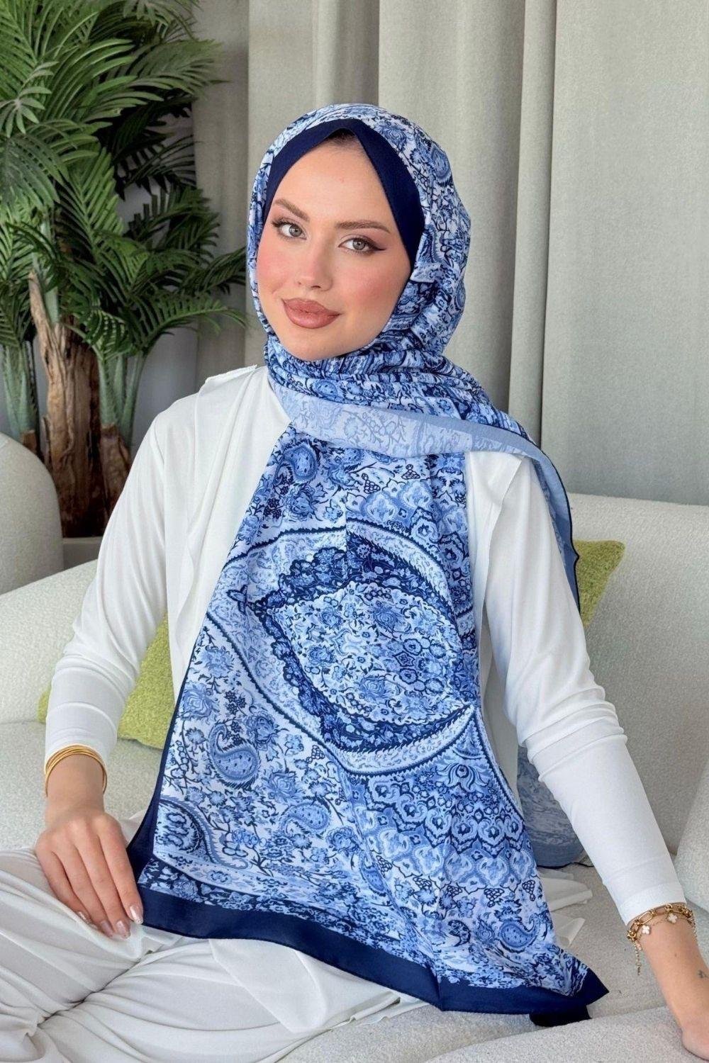 Kayli Dijital Şal Lacivert 4029 