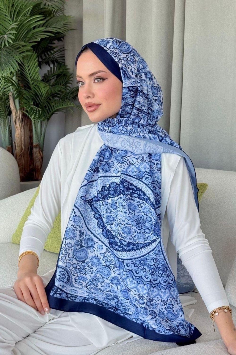 Kayli Dijital Şal Lacivert 4029 