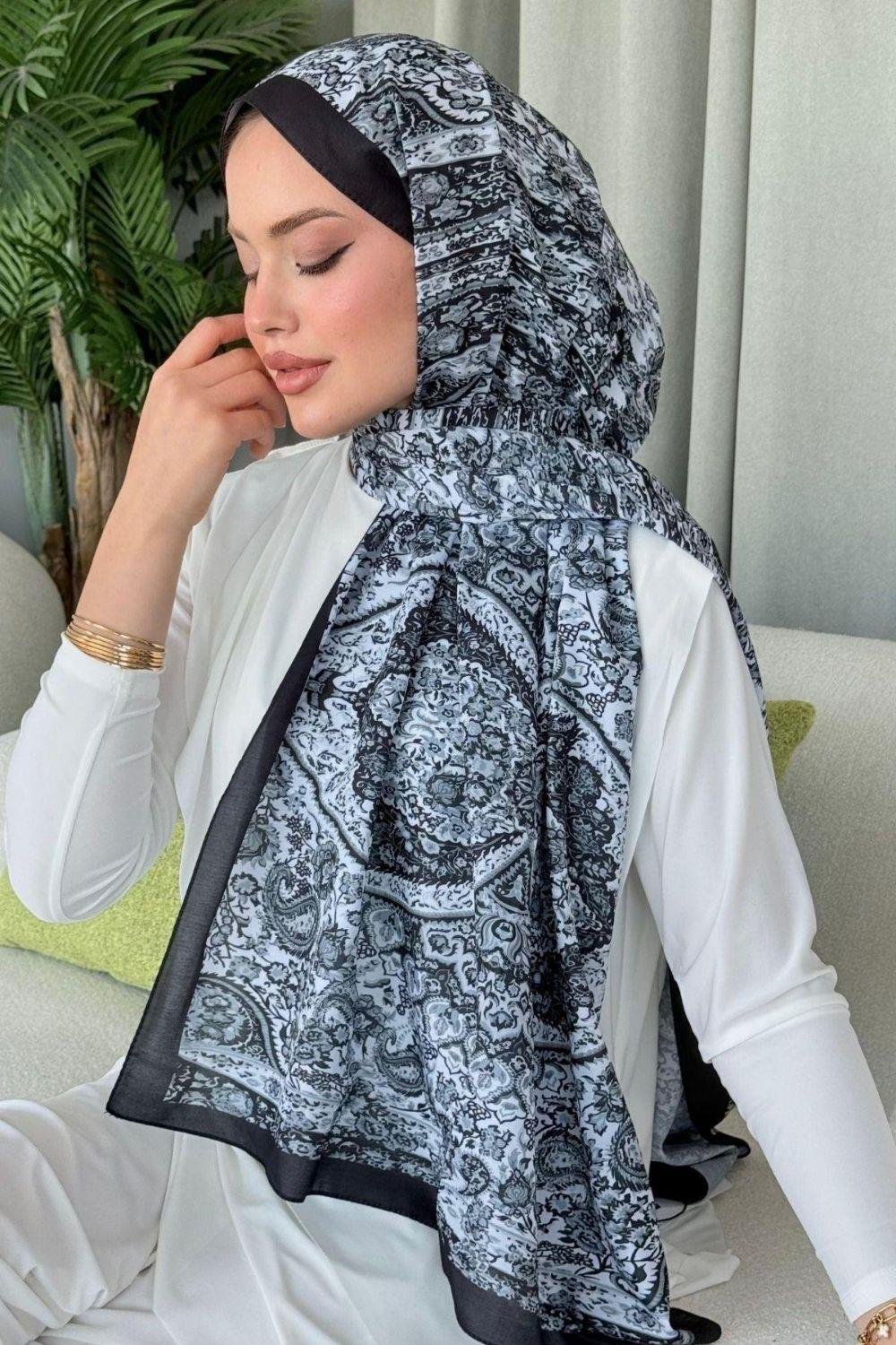Kayli Dijital Şal Siyah 4029 