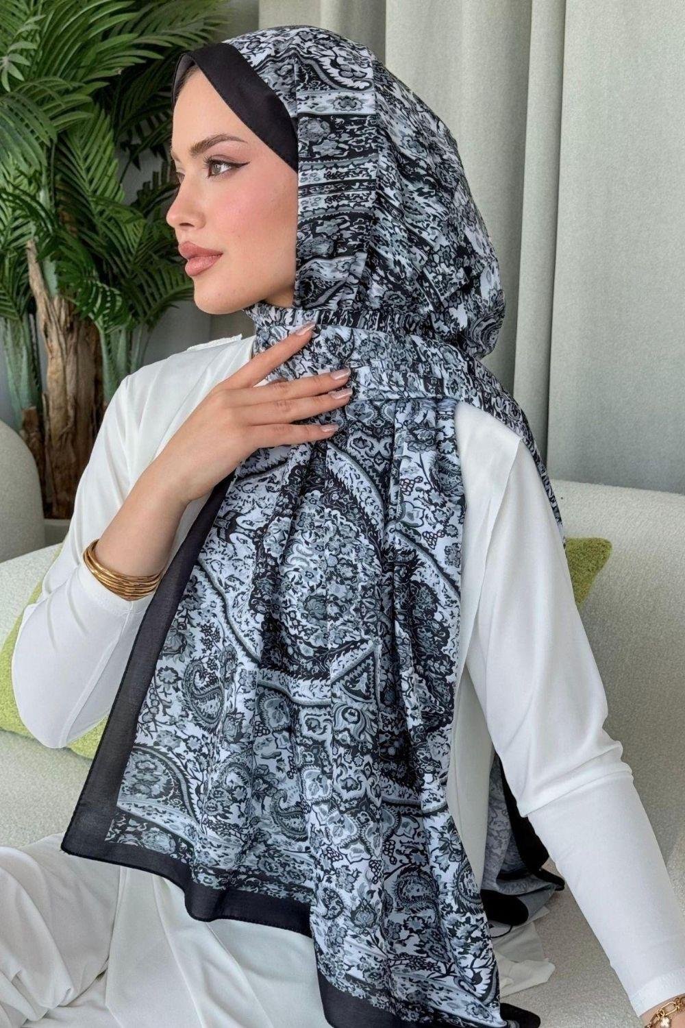Kayli Dijital Şal Siyah 4029 