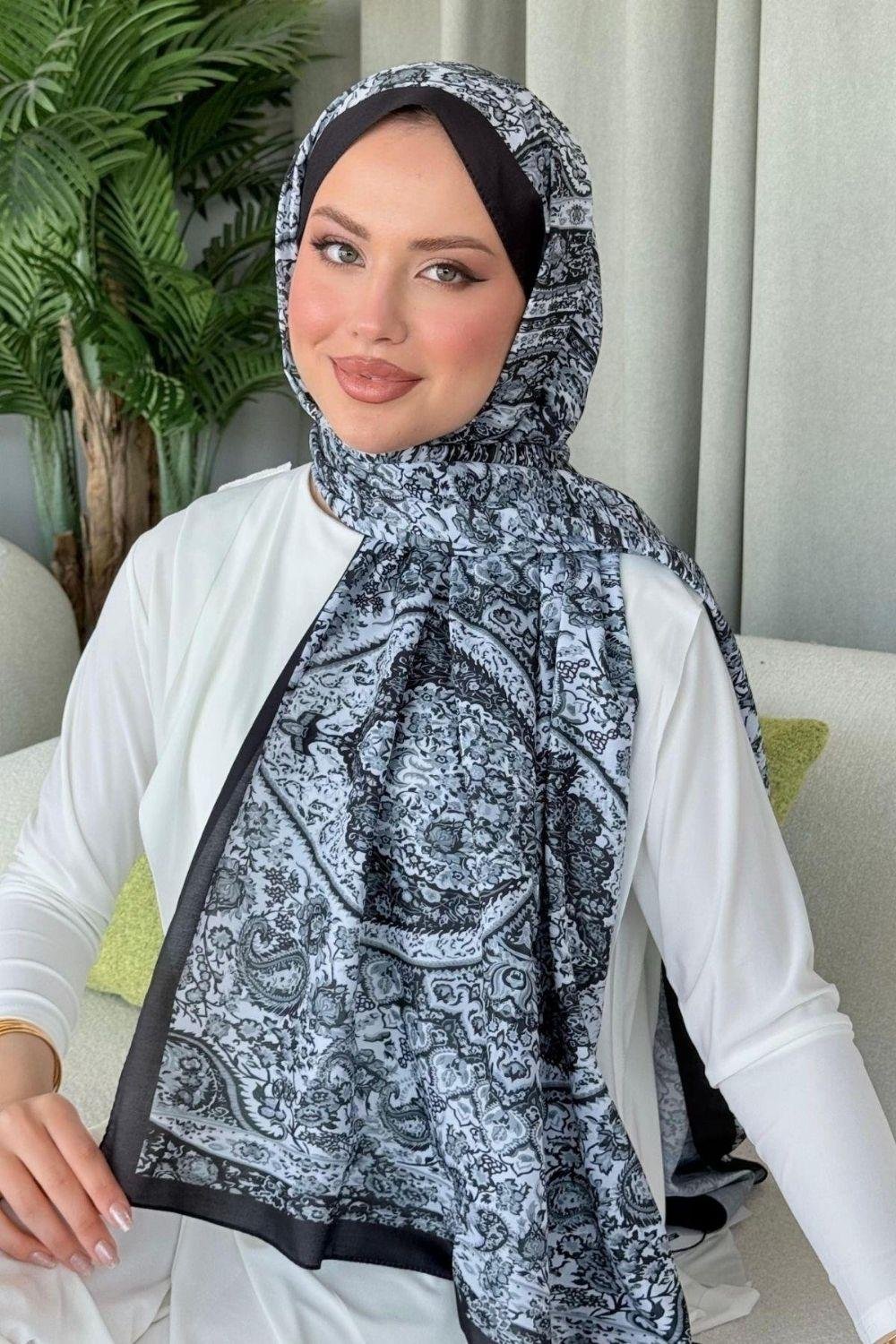 Kayli Dijital Şal Siyah 4029 