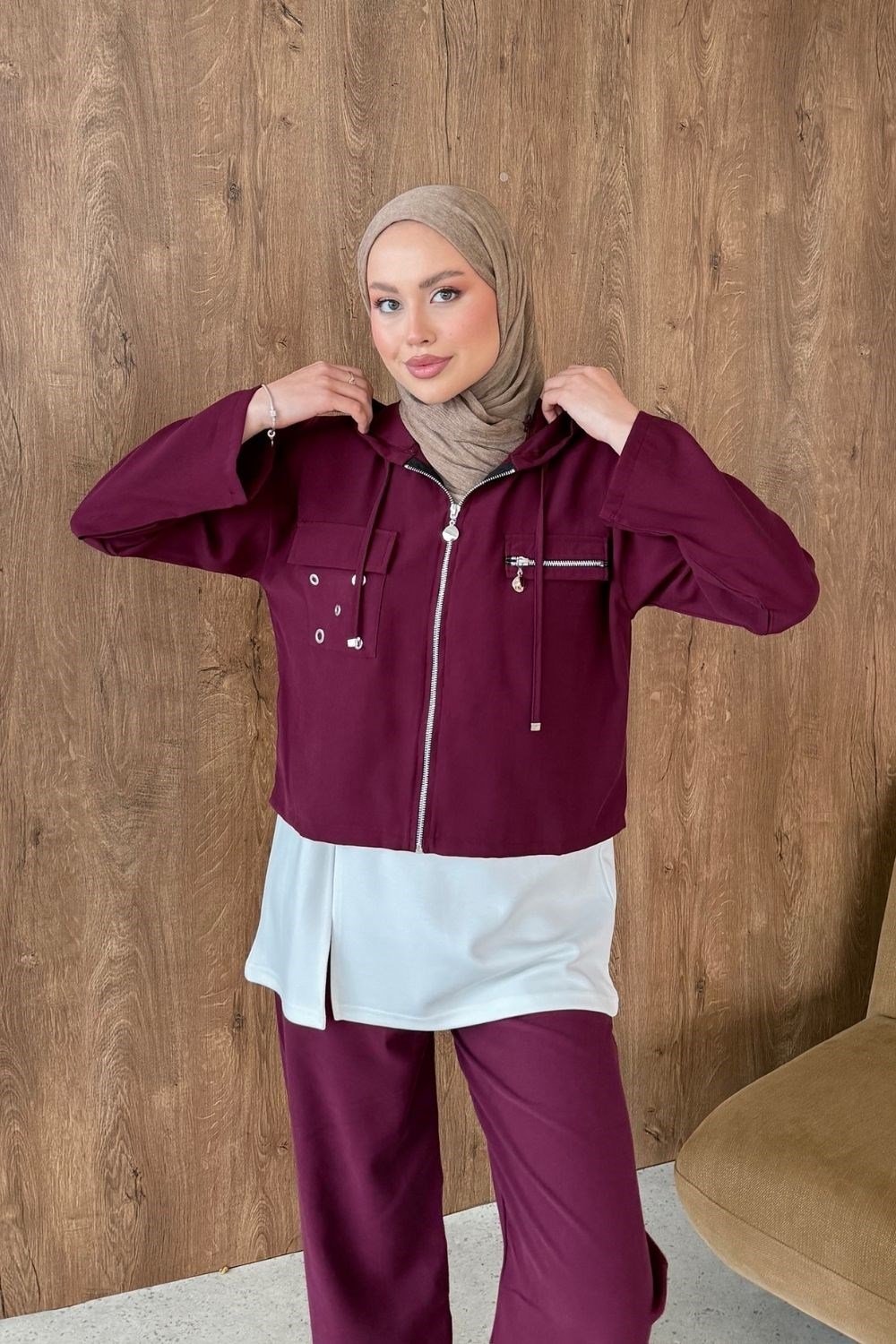 Bird Eye 3-Piece Set Burgundy 4032 