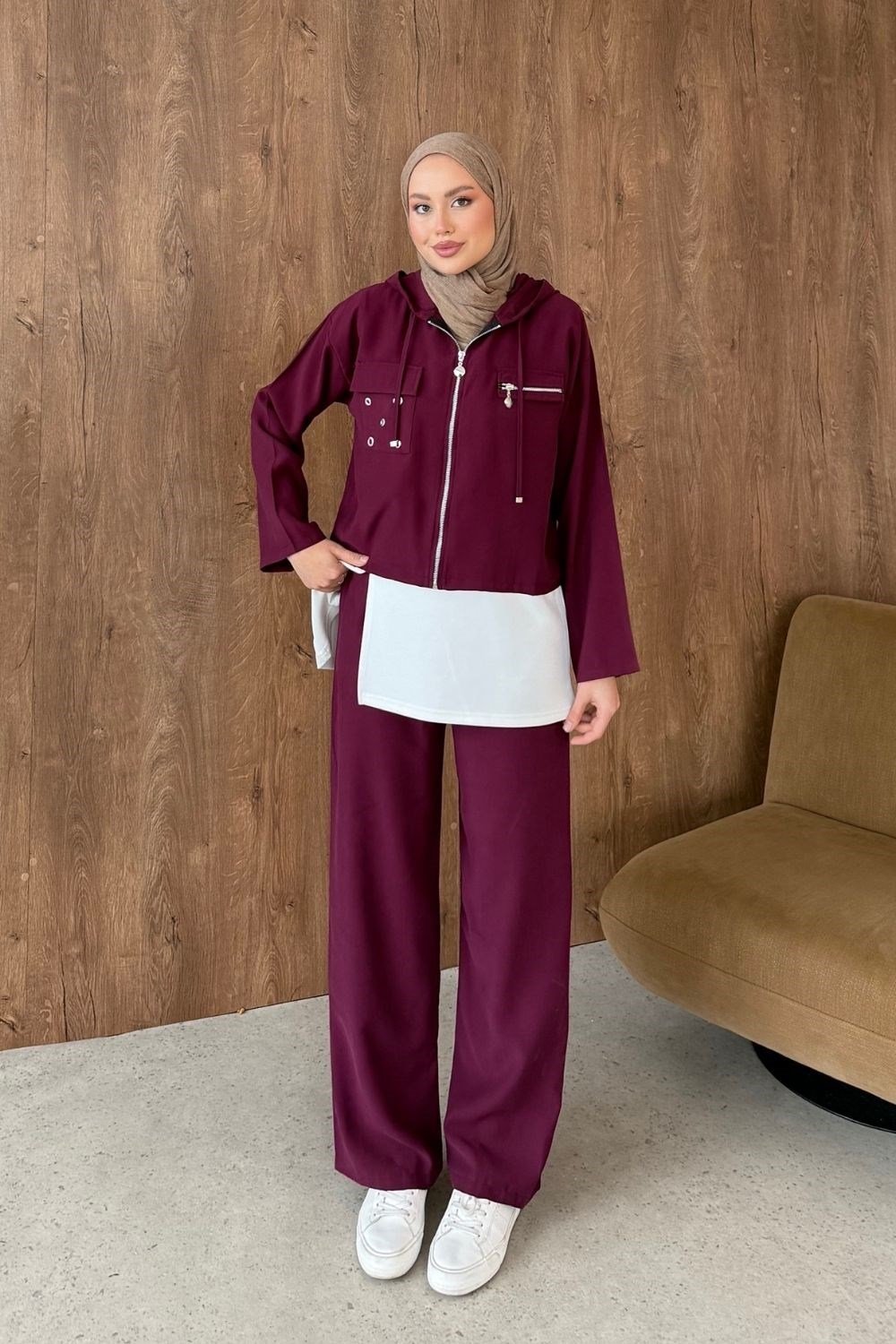Bird Eye 3-Piece Set Burgundy 4032 