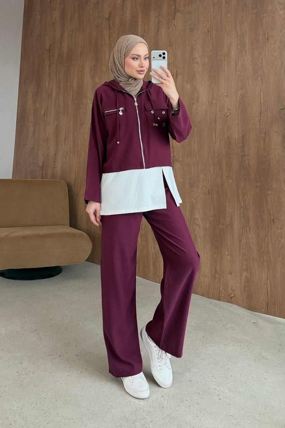 Bird Eye 3-Piece Set Burgundy 4032 