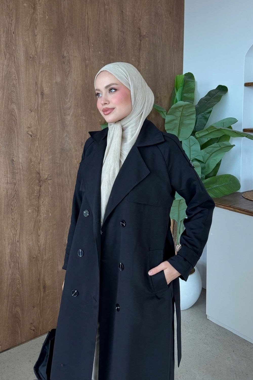 Rain Uzun Trençkot Siyah 4042 