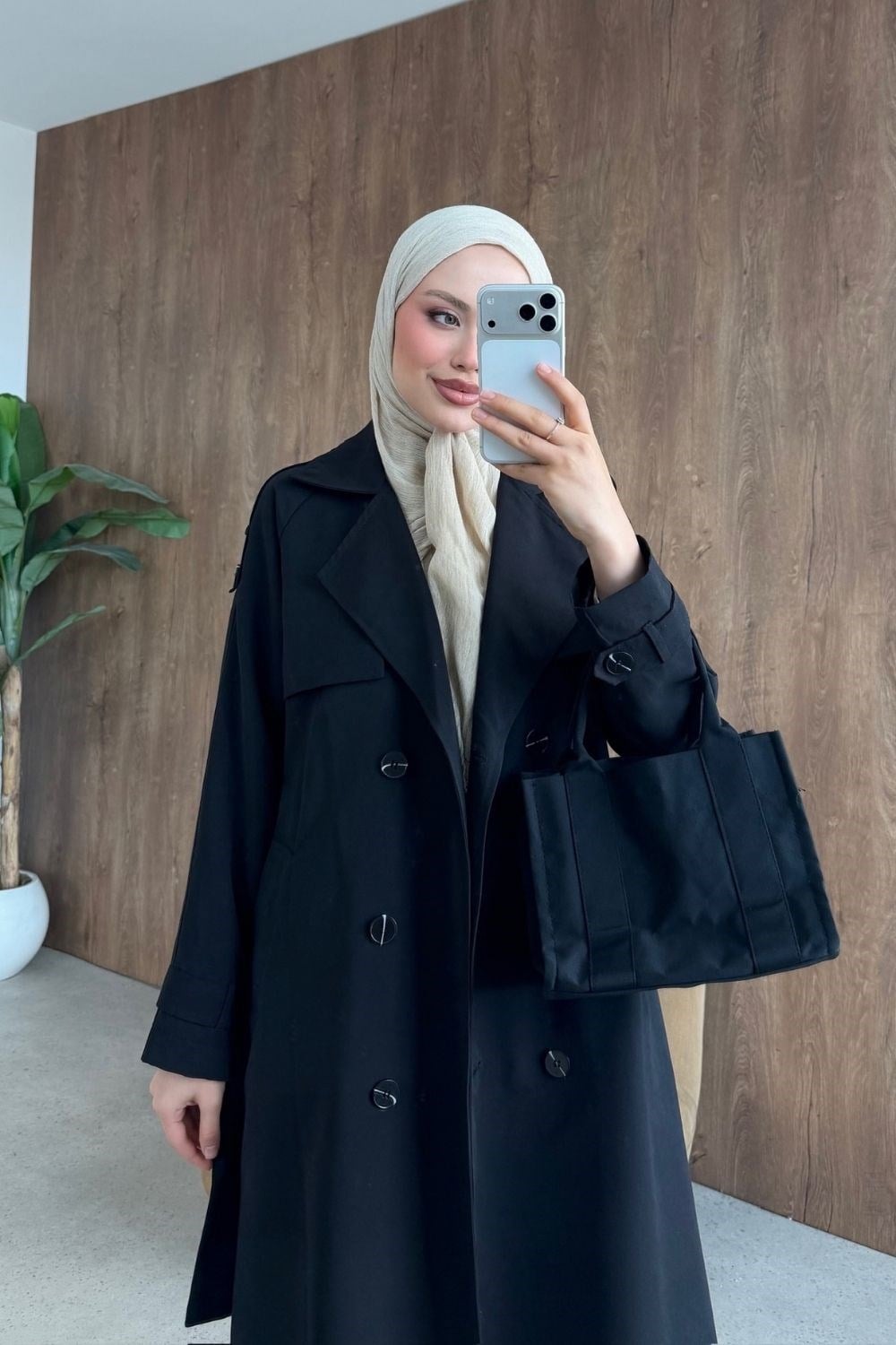 Rain Uzun Trençkot Siyah 4042 