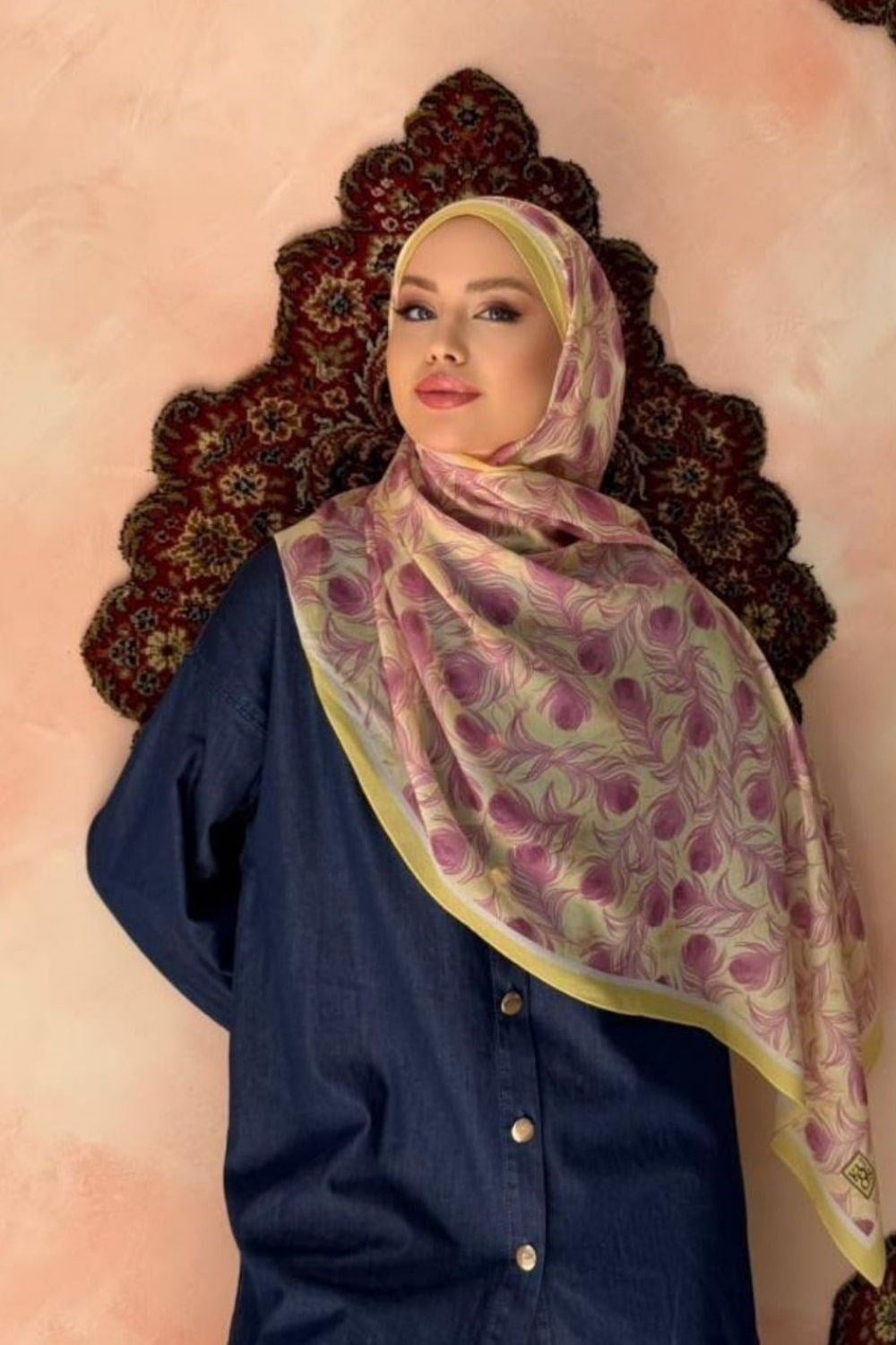 Tüy Desenli Şal Pembe 40700 