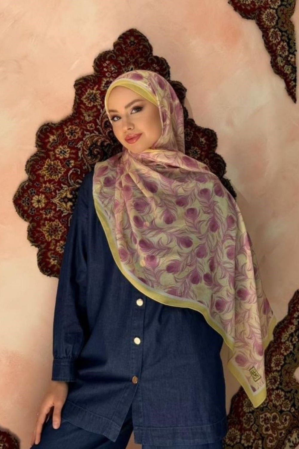 Tüy Desenli Şal Pembe 40700 