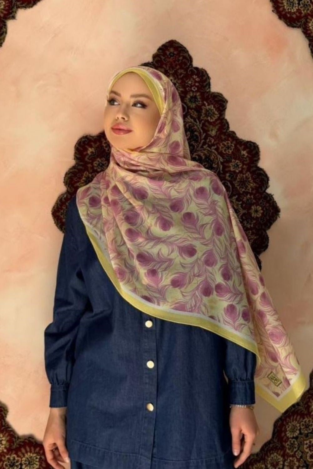 Tüy Desenli Şal Pembe 40700 