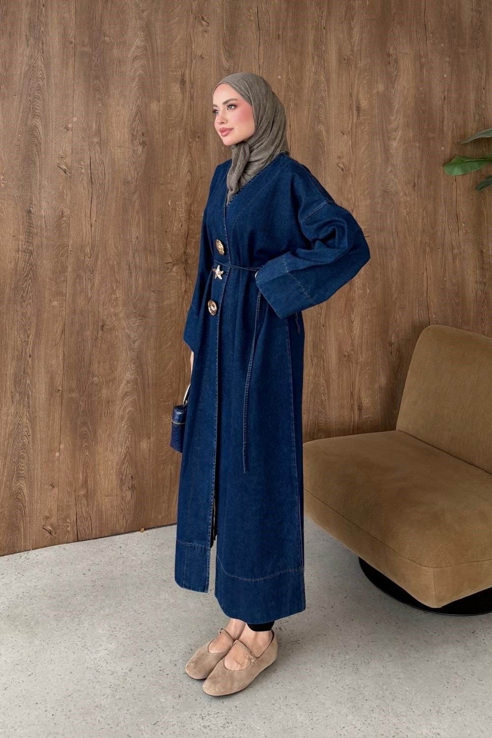Denim Uzun Kap Lacivert 40730 