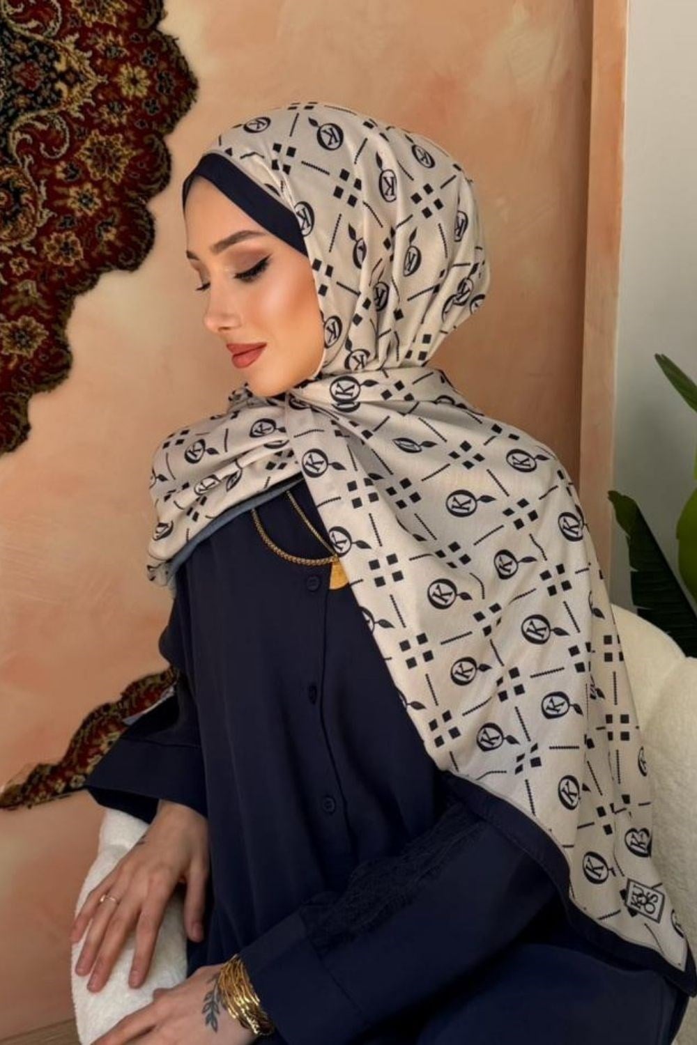 Moderna Soft Şal Lacivert 40770 
