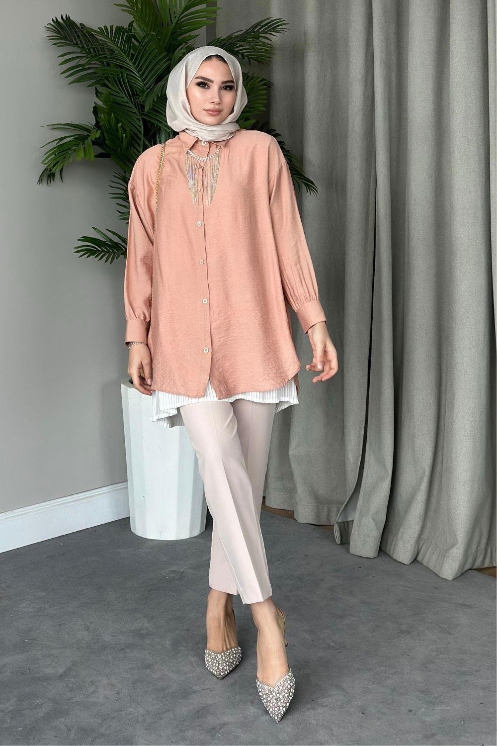 Kolyeli Tunik Camel 4084 