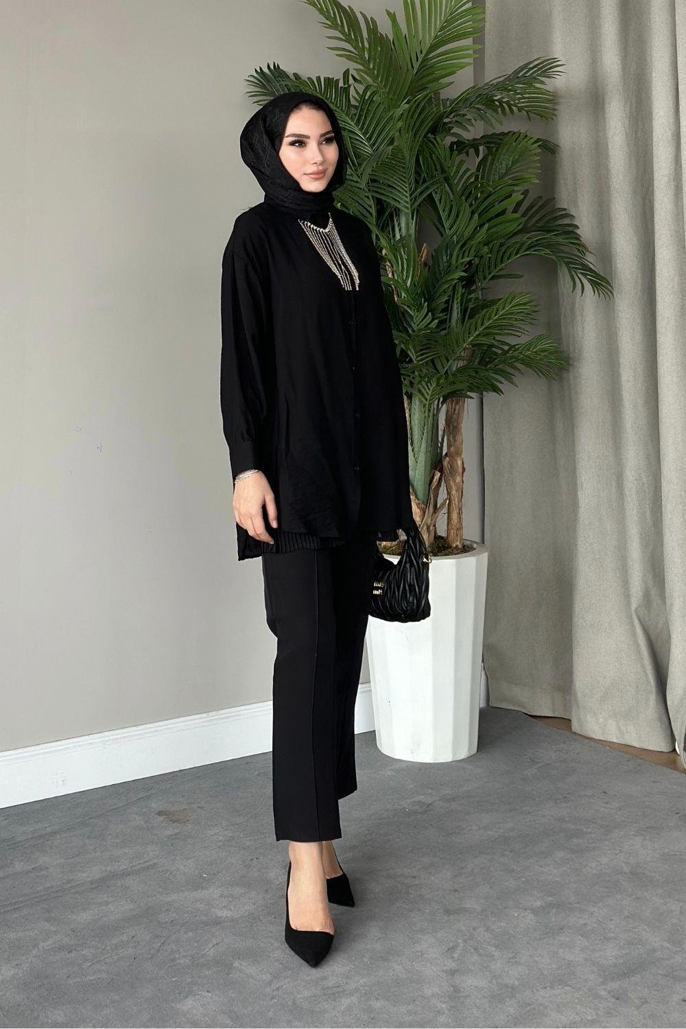 Kolyeli Tunik Siyah 4084 