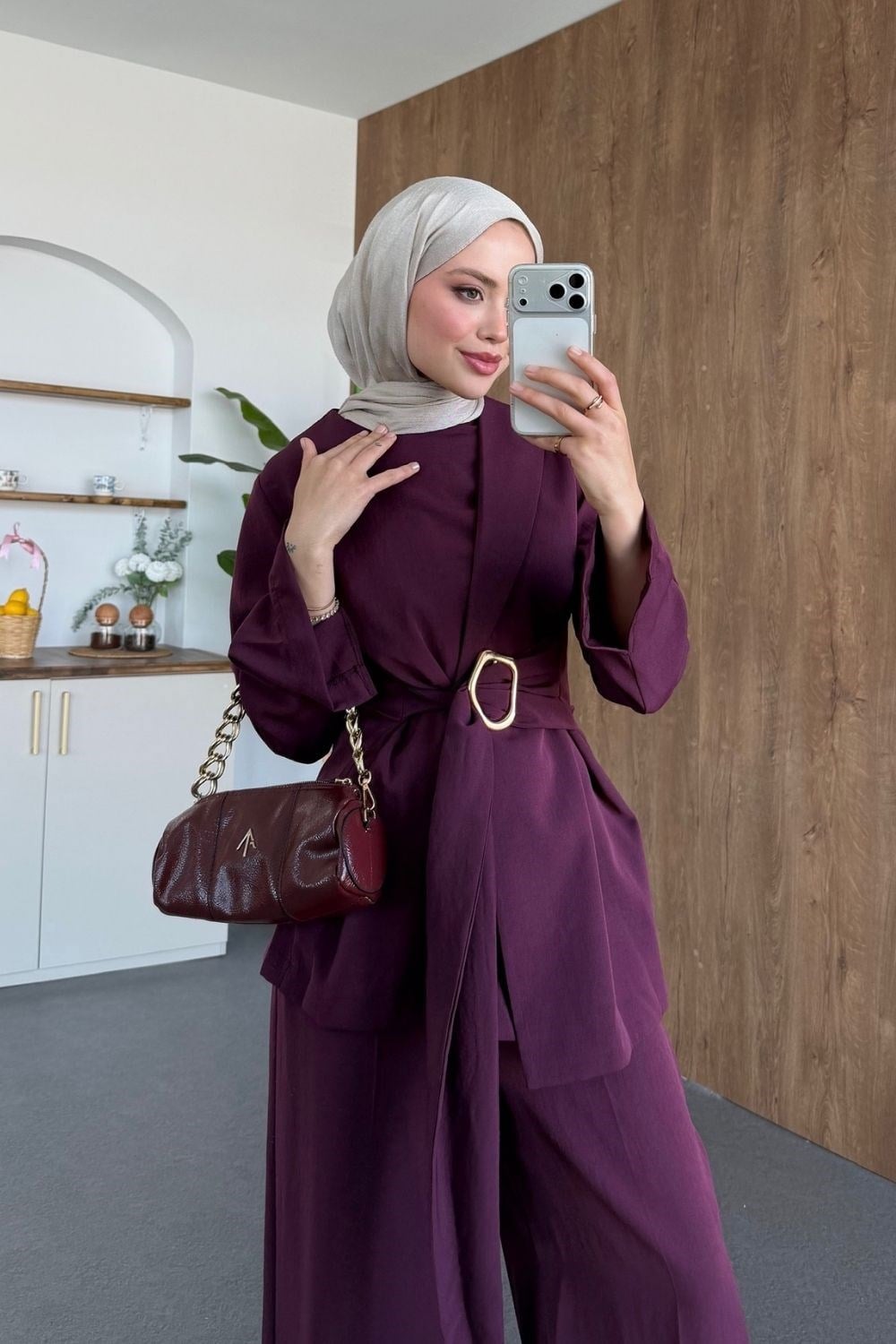 Elegance Tokalı Takım Mürdüm 41601 