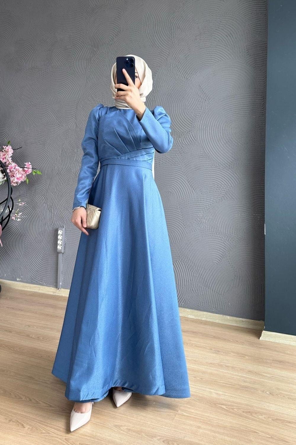 Önü Çapraz Abiye Buz Mavisi 4331 