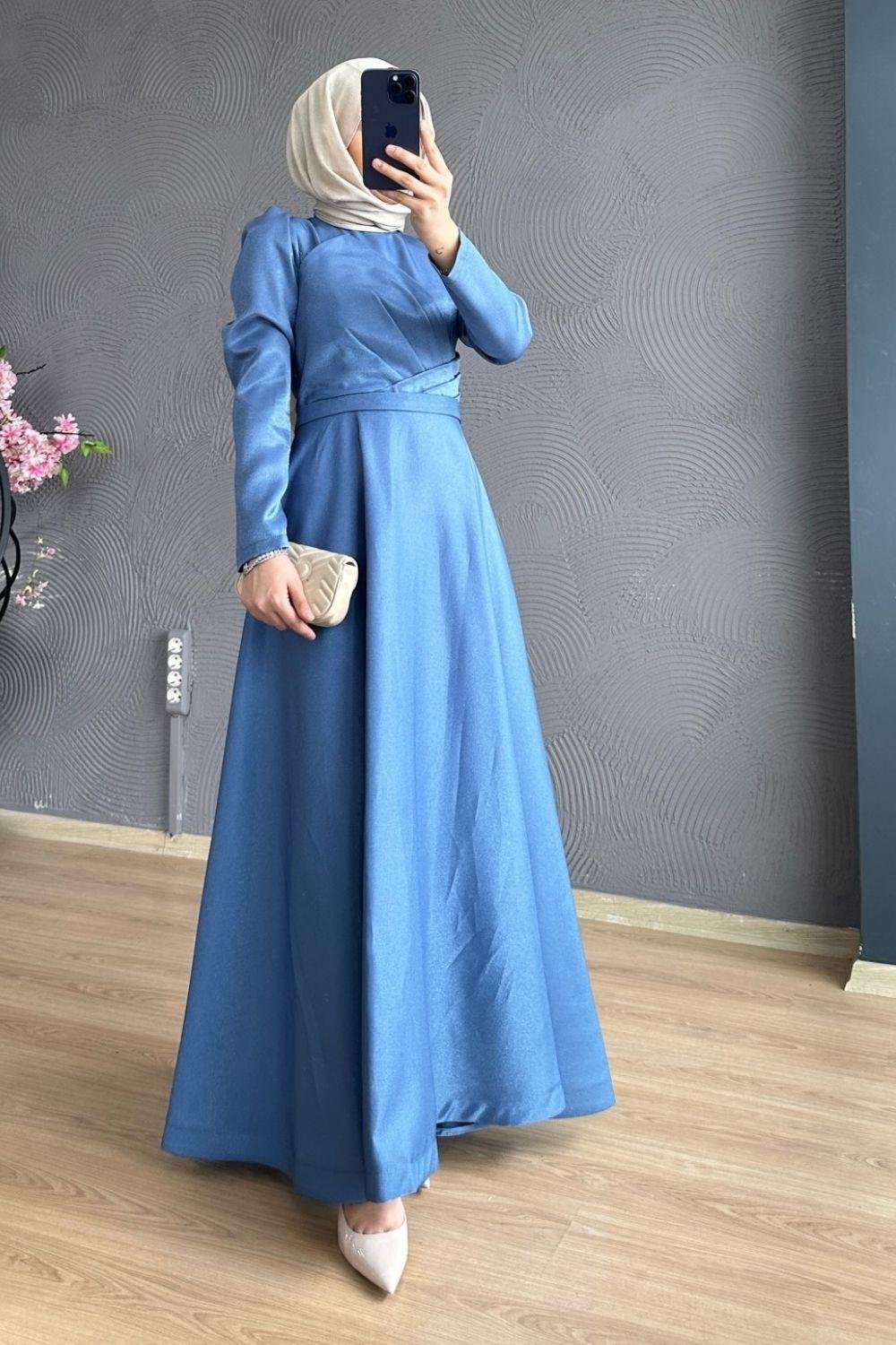 Önü Çapraz Abiye Buz Mavisi 4331 