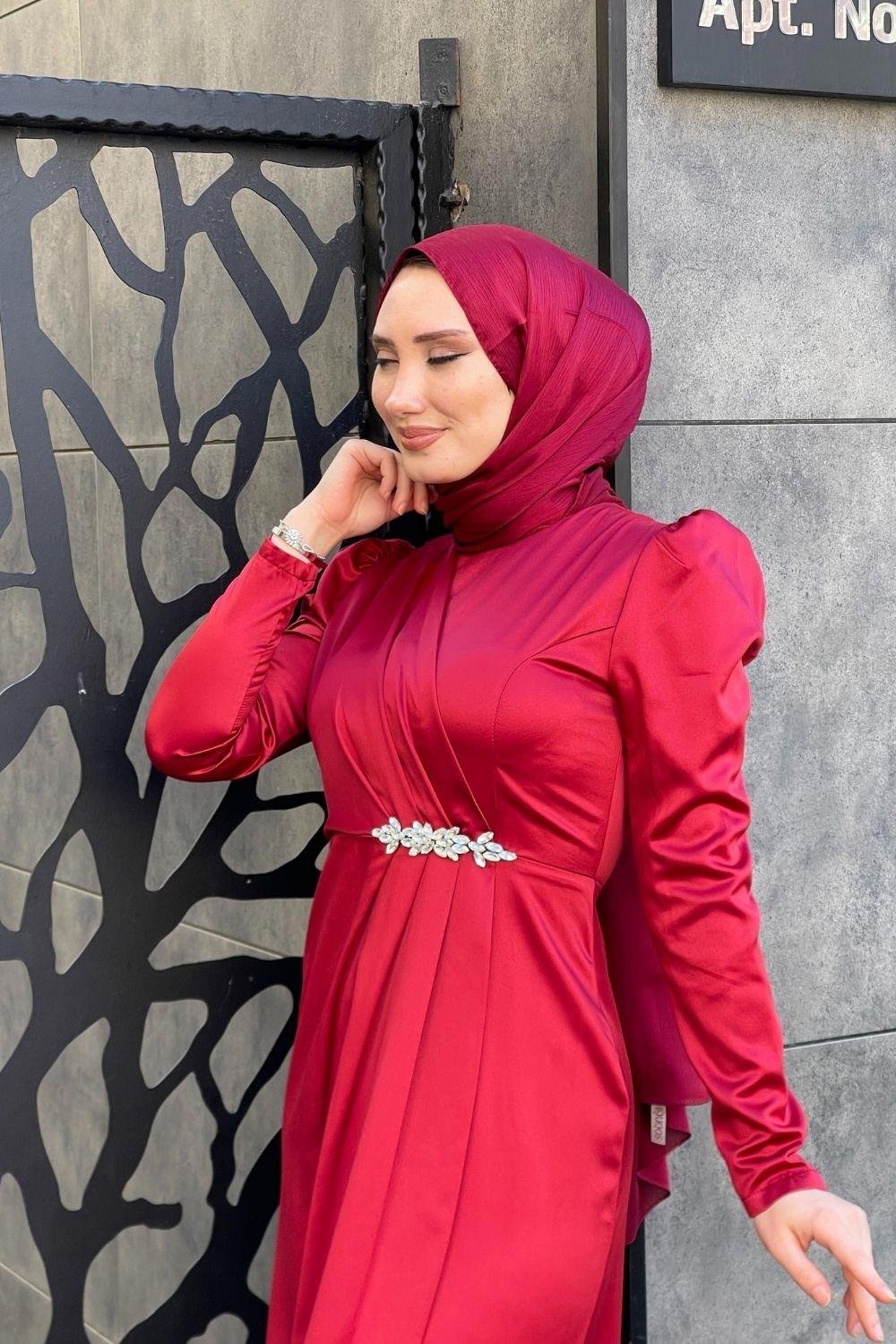 Saten Abiye Bordo 4350 