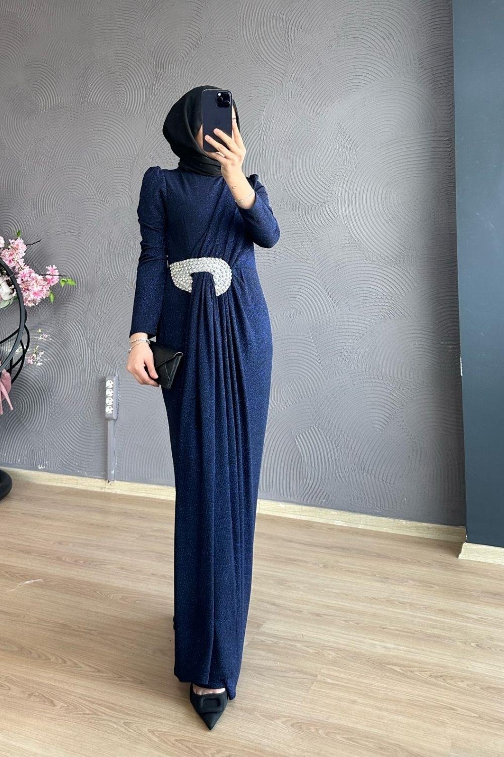 Havin Simli Abiye Lacivert 4351 