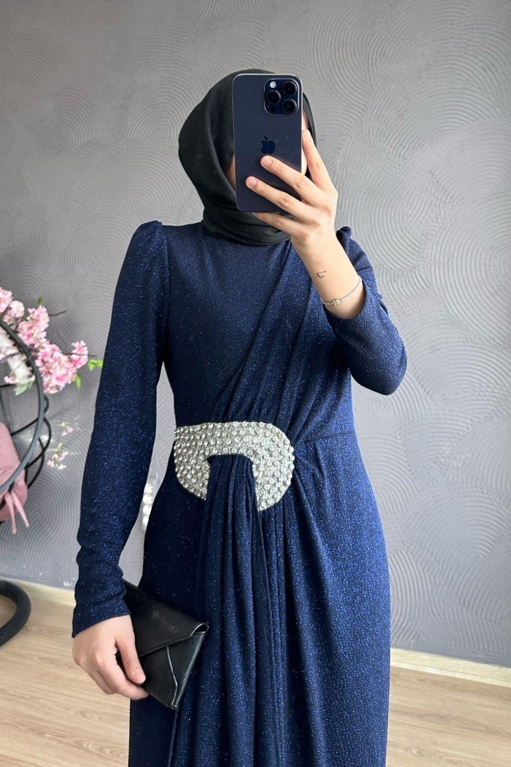 Havin Simli Abiye Lacivert 4351 