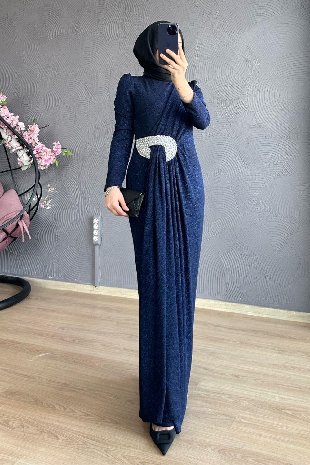 Havin Simli Abiye Lacivert 4351 