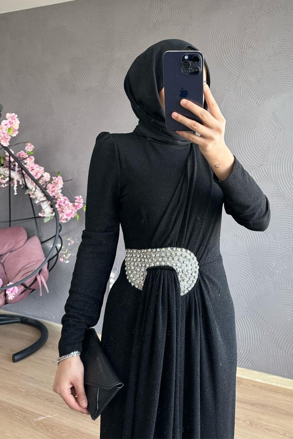 Havin Simli Abiye Siyah 4351 