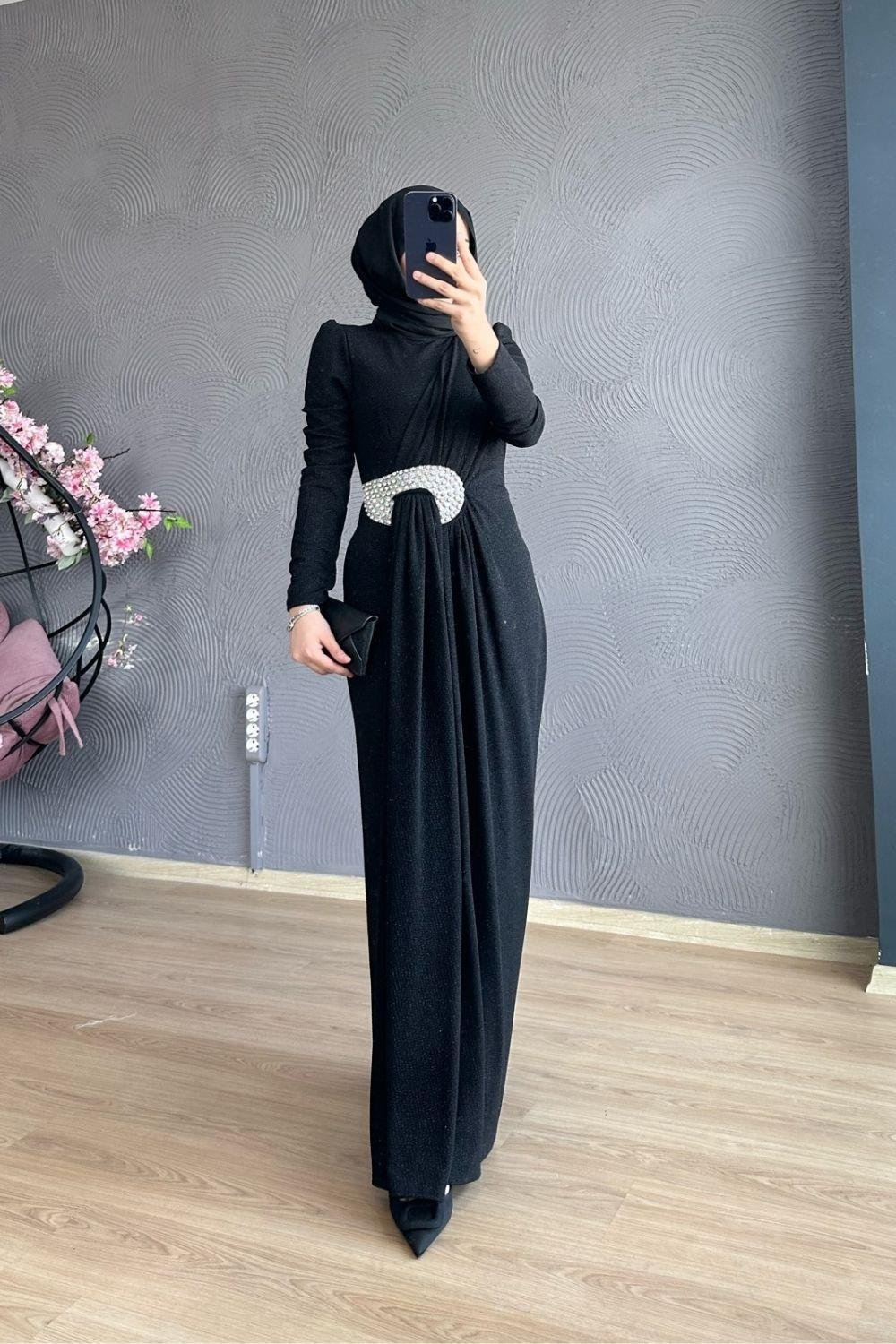 Havin Simli Abiye Siyah 4351 