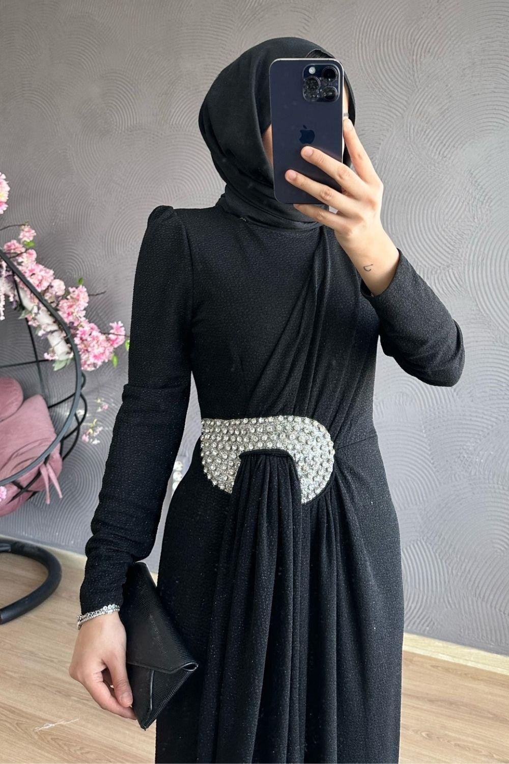 Havin Simli Abiye Siyah 4351 