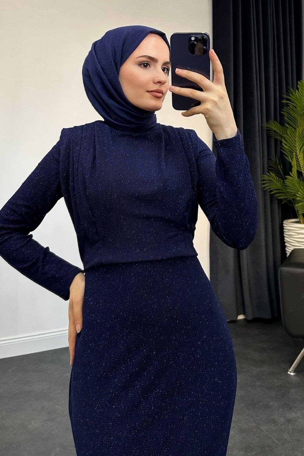 Polina Simli Abiye Lacivert 4476 