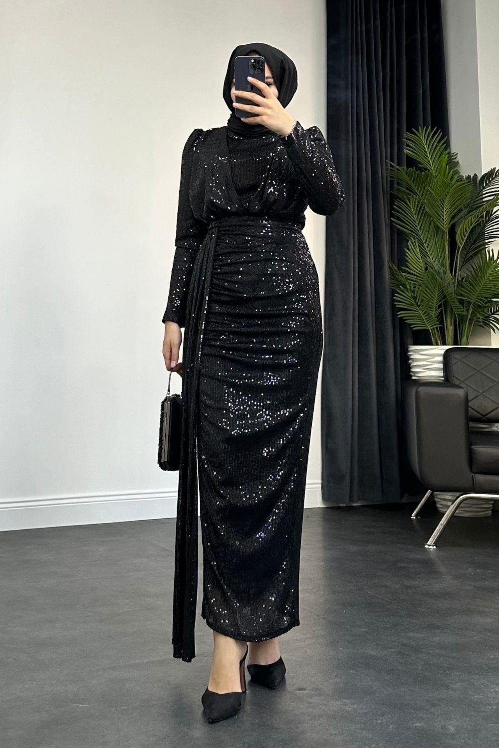 Ada Pullu Abiye Siyah 4493 