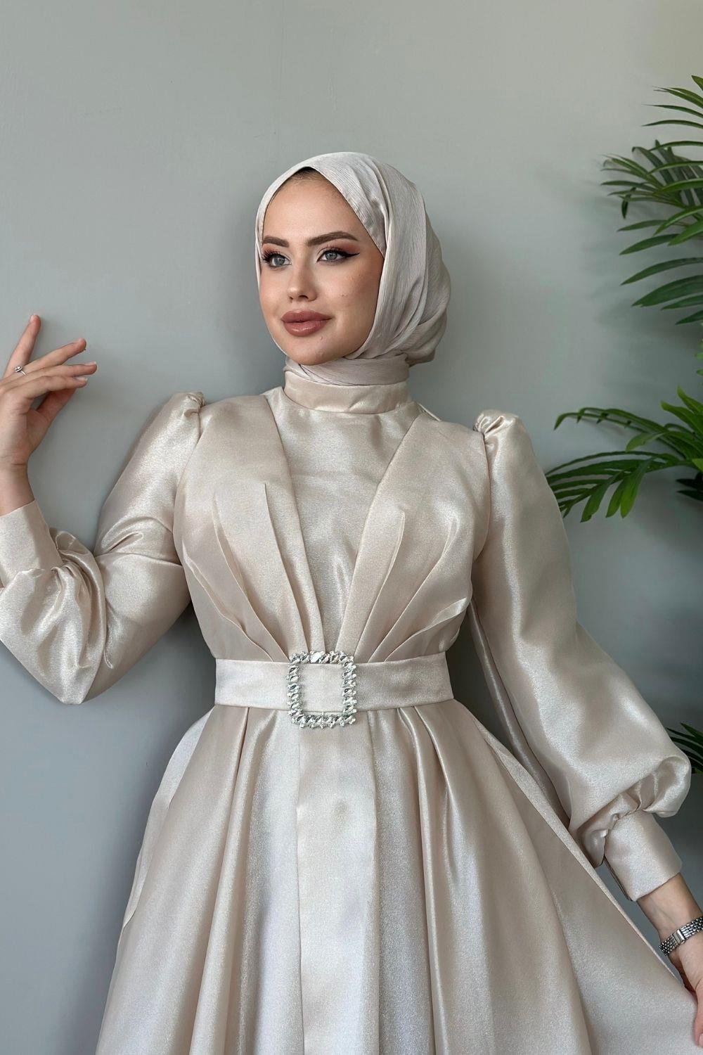 Princess Evening Dress Beige