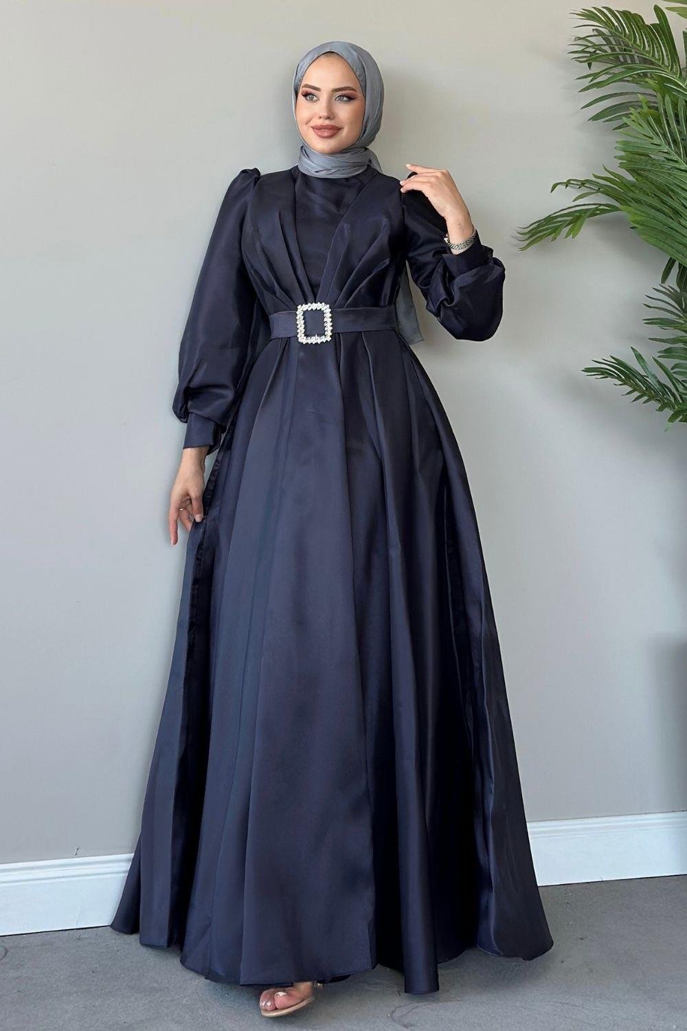 فستان سهرة الأميرة باللون الأزرق الداكن 45290 