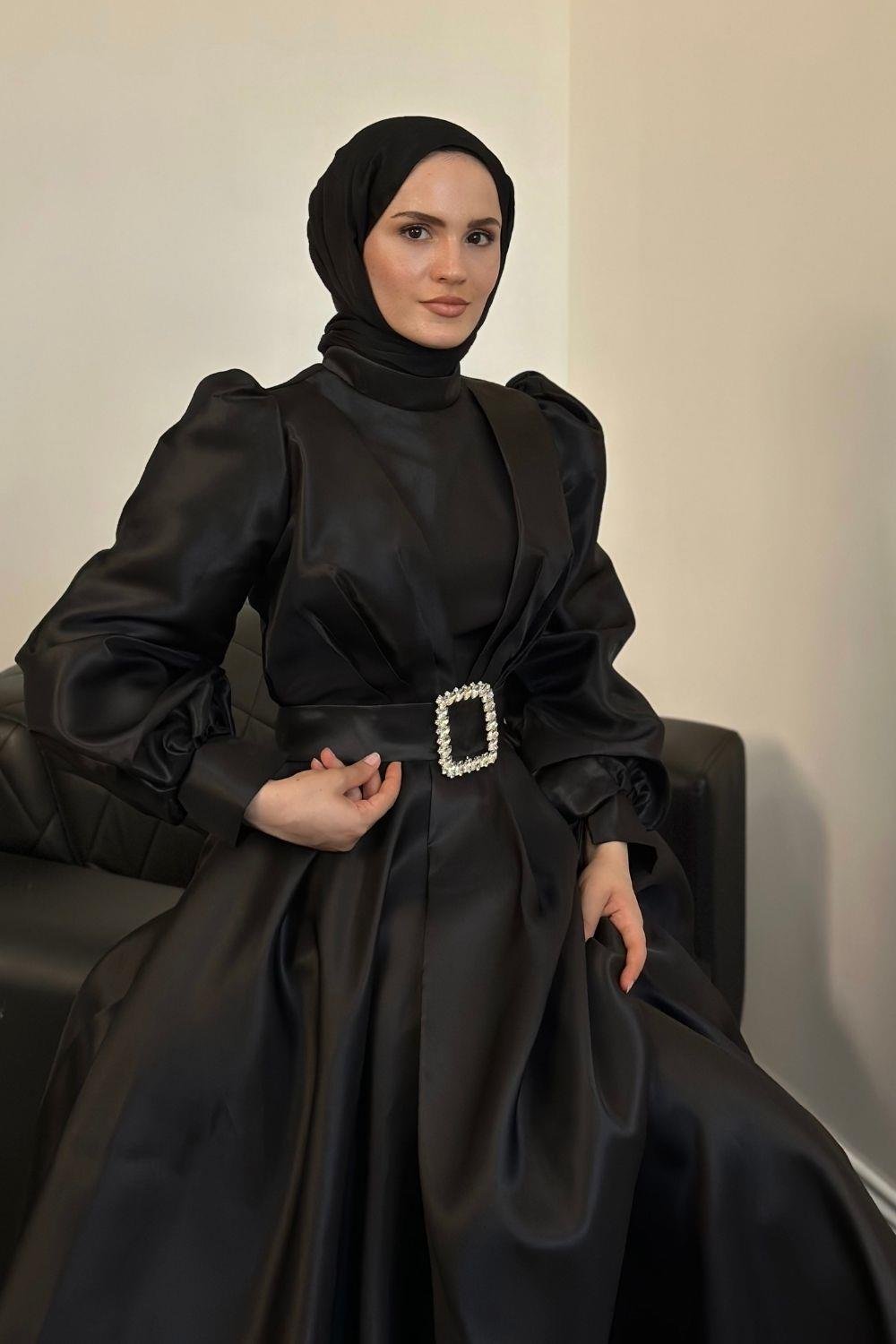 فستان سهرة الأميرة أسود 45290 