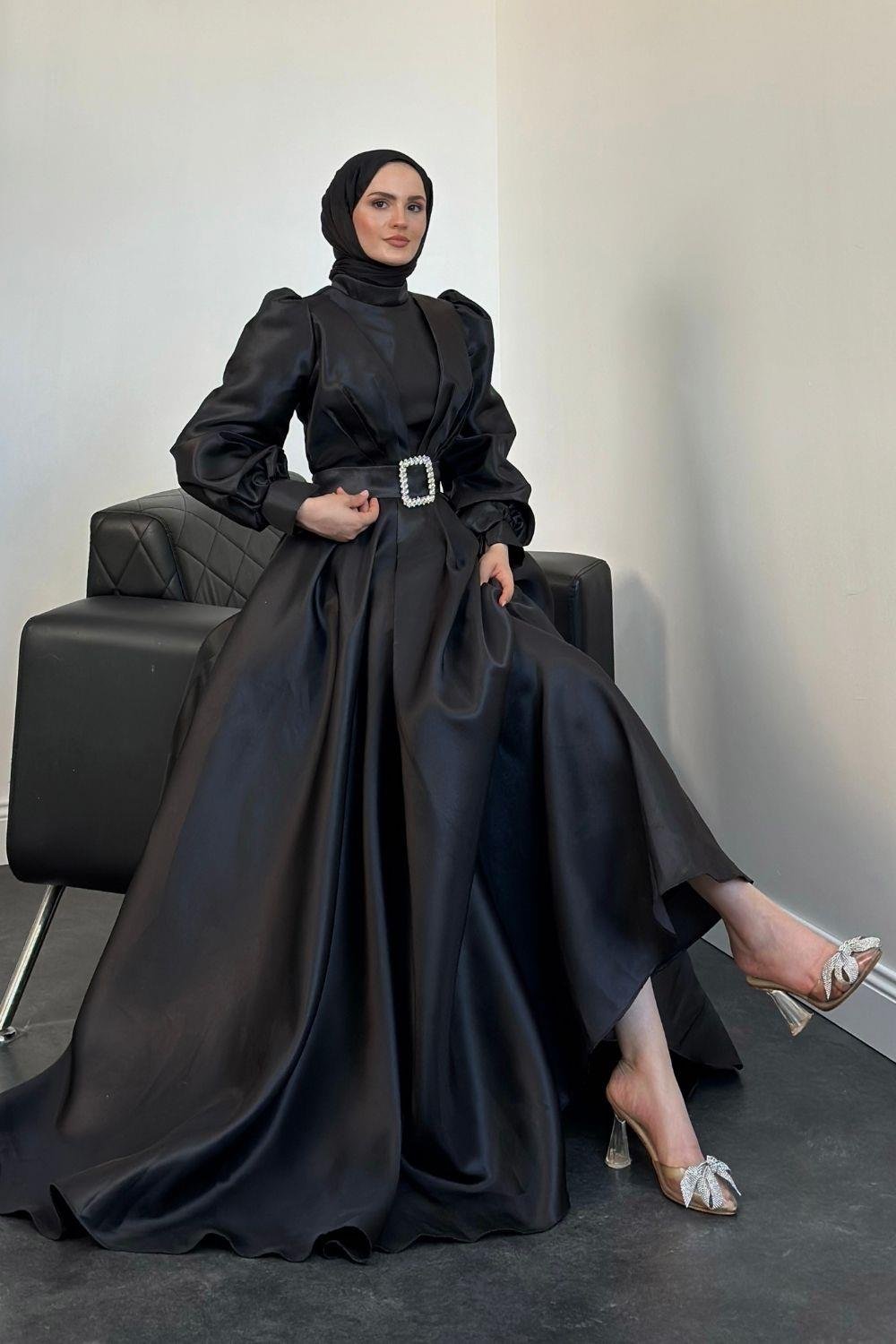 فستان سهرة الأميرة أسود 45290 