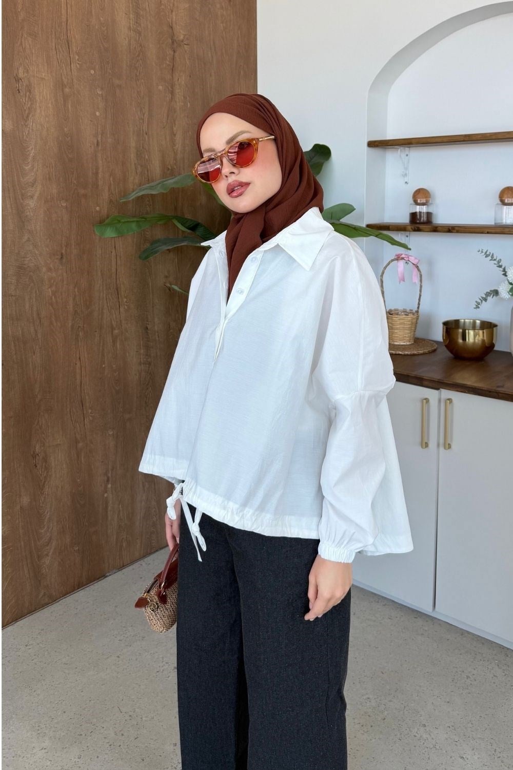 Oversize Poplin Gömlek Beyaz 4530 