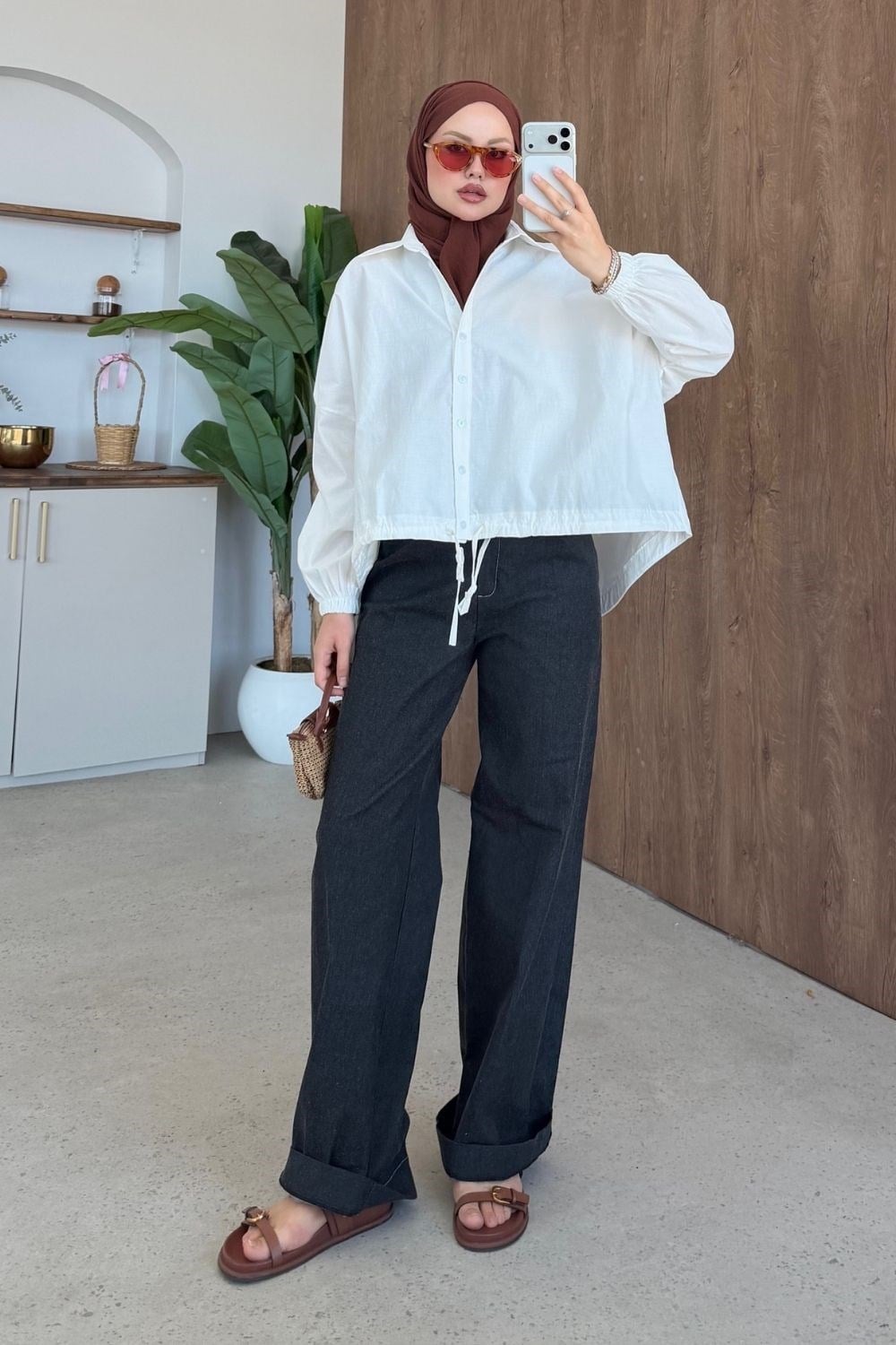 Oversize Poplin Gömlek Beyaz 4530 