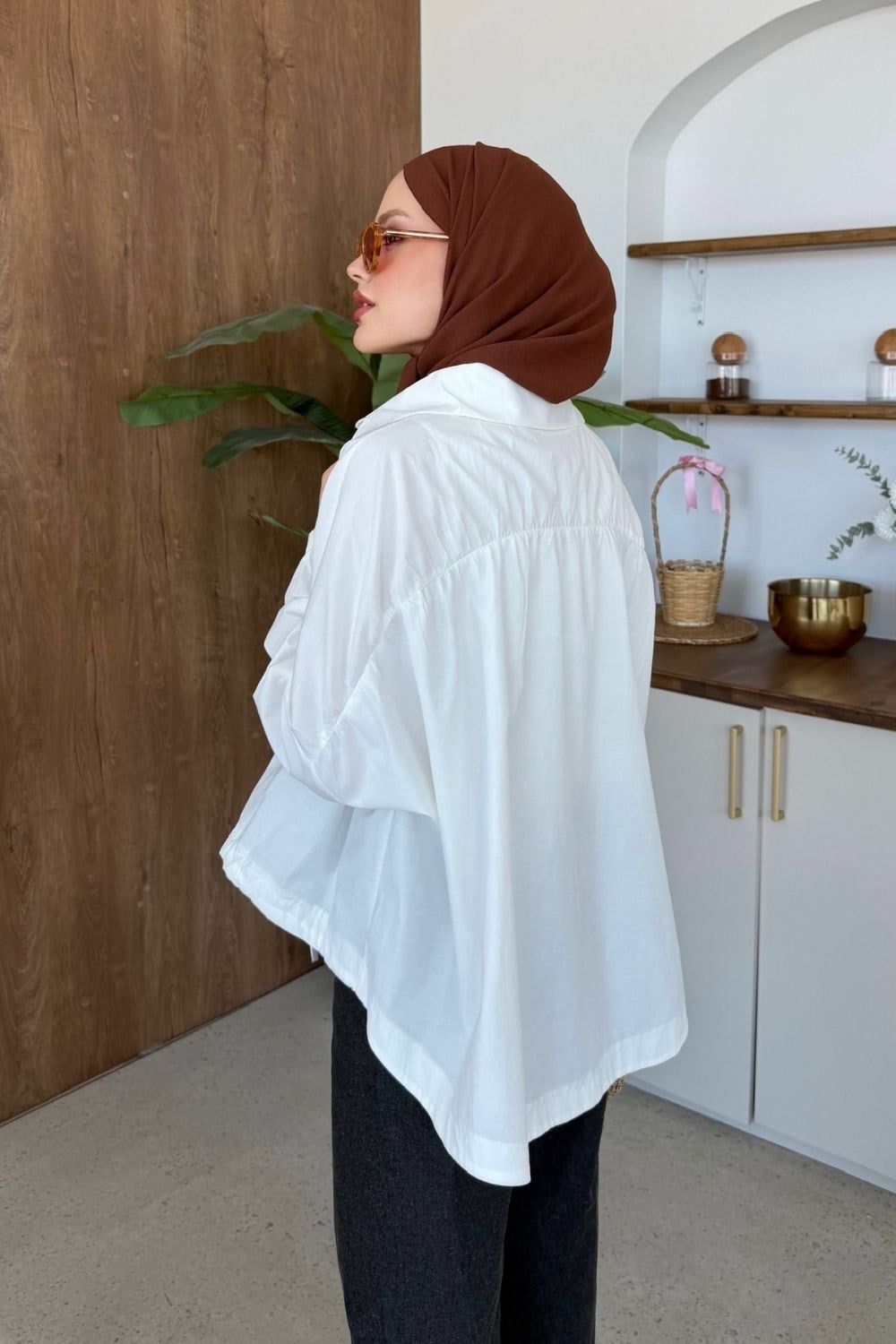 Oversize Poplin Gömlek Beyaz 4530 
