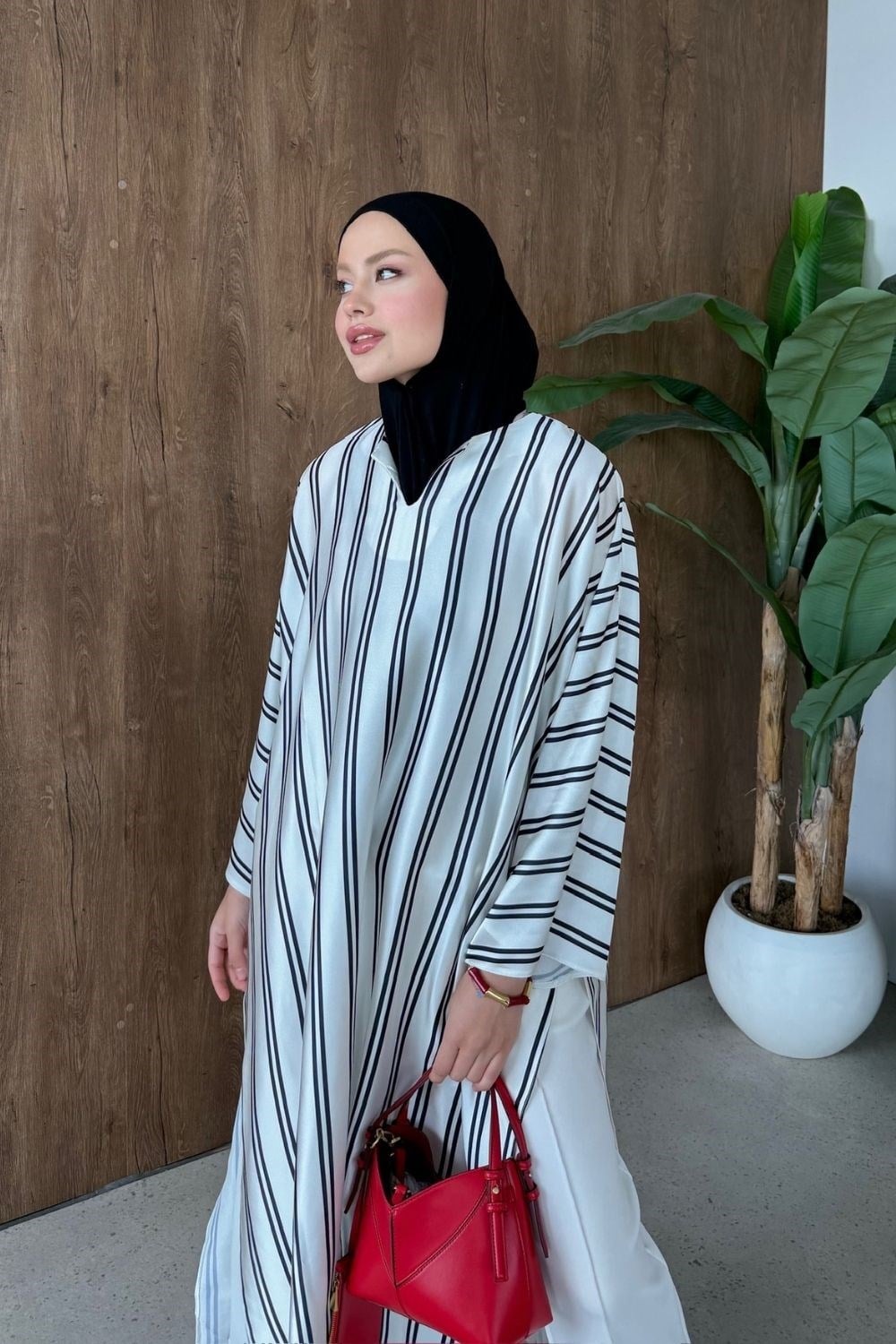 Vibe Çizgili Tunik Siyah 4536 