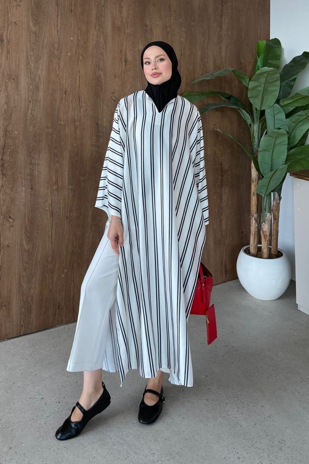 Vibe Çizgili Tunik Siyah 4536 