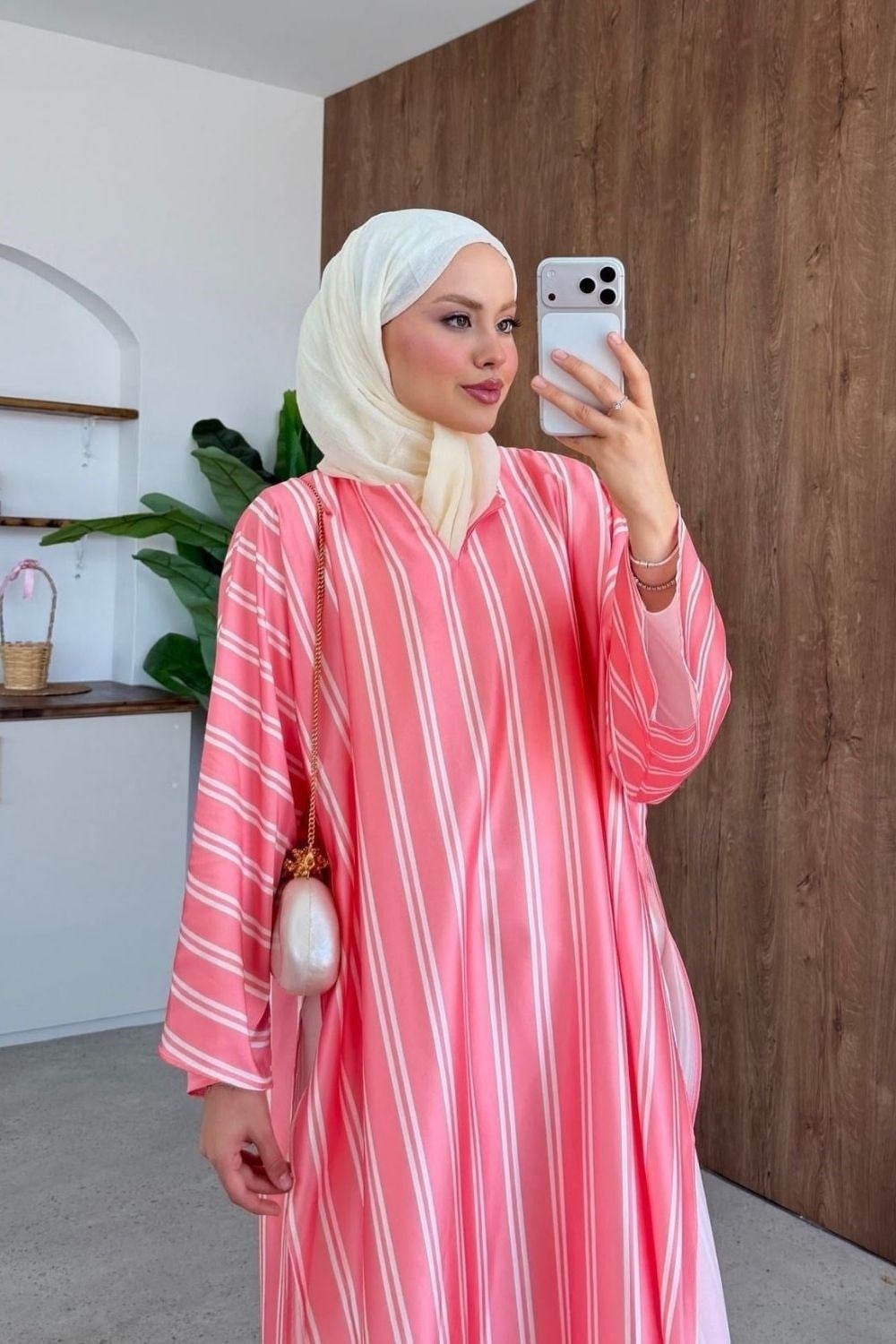 Vibe Çizgili Tunik Somon 4536 