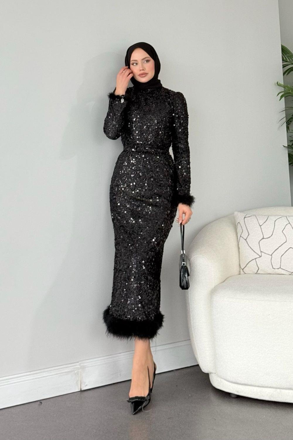 Payet Midi Abiye Siyah 45400 