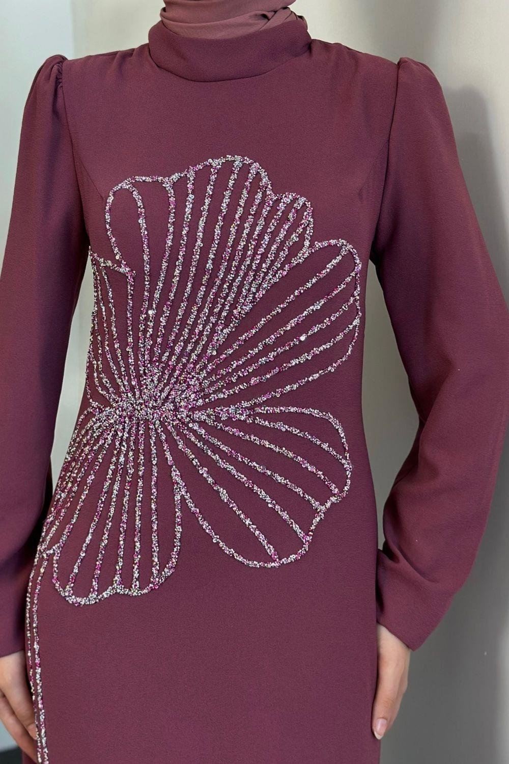 Meyra Yanı Taş Abiye Mürdüm 4599 