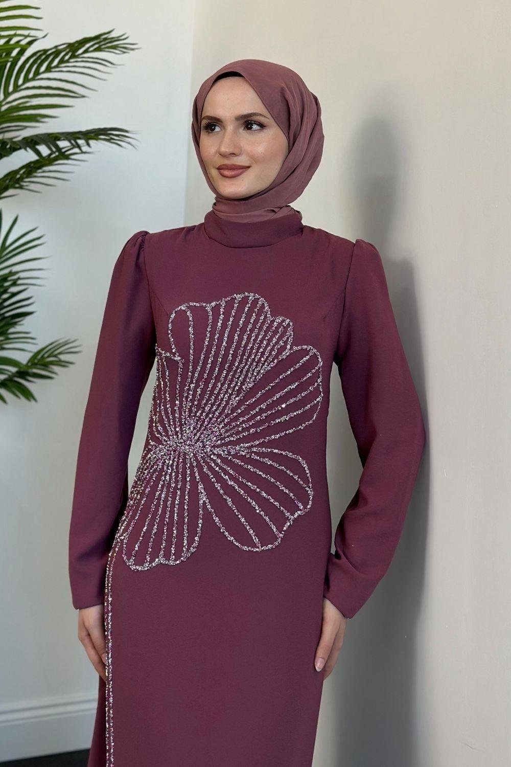 Meyra Yanı Taş Abiye Mürdüm 4599 