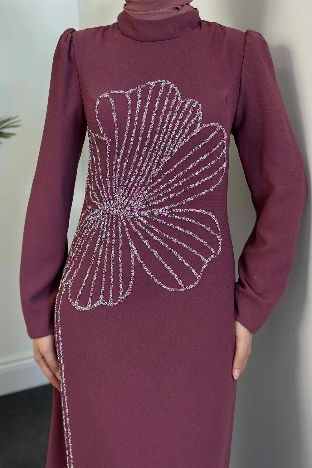 Meyra Yanı Taş Abiye Mürdüm 4599 