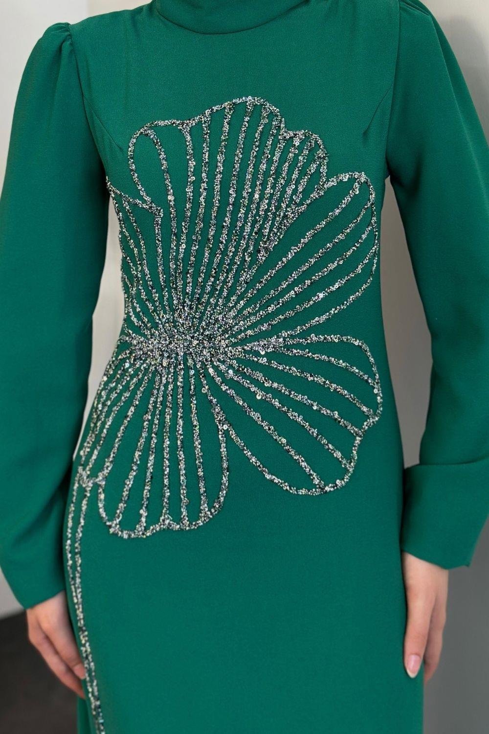 Meyra Yanı Taş Abiye Yeşil 4599 