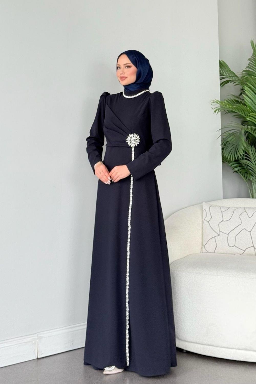 Kar Taneli Abiye Lacivert 4602 