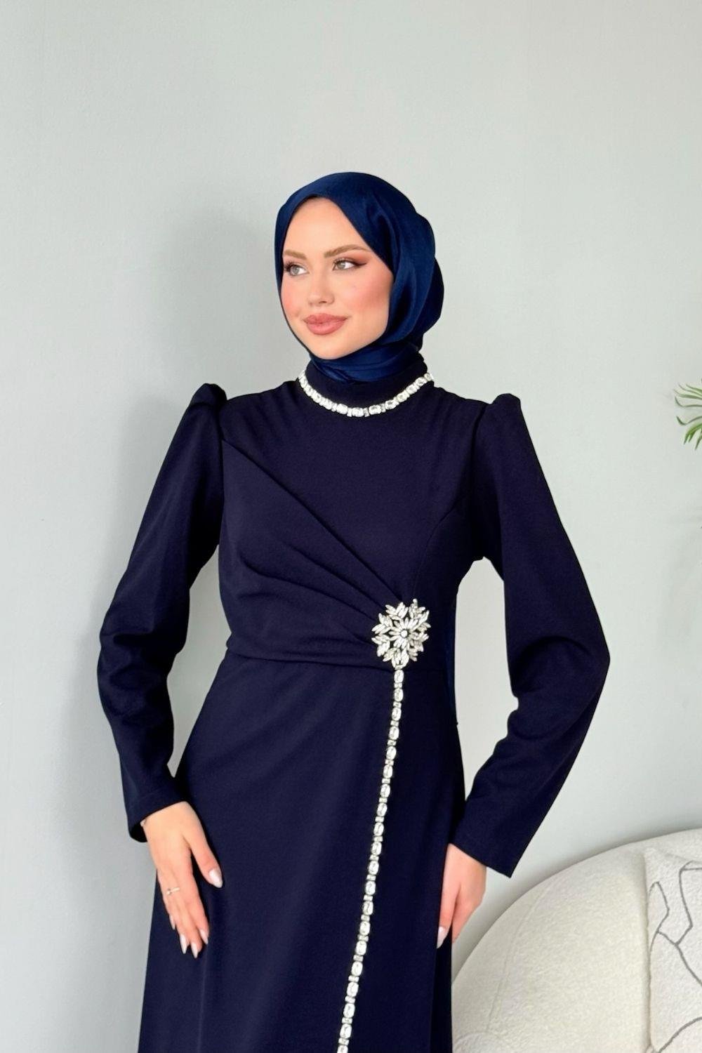 Kar Taneli Abiye Lacivert 4602 