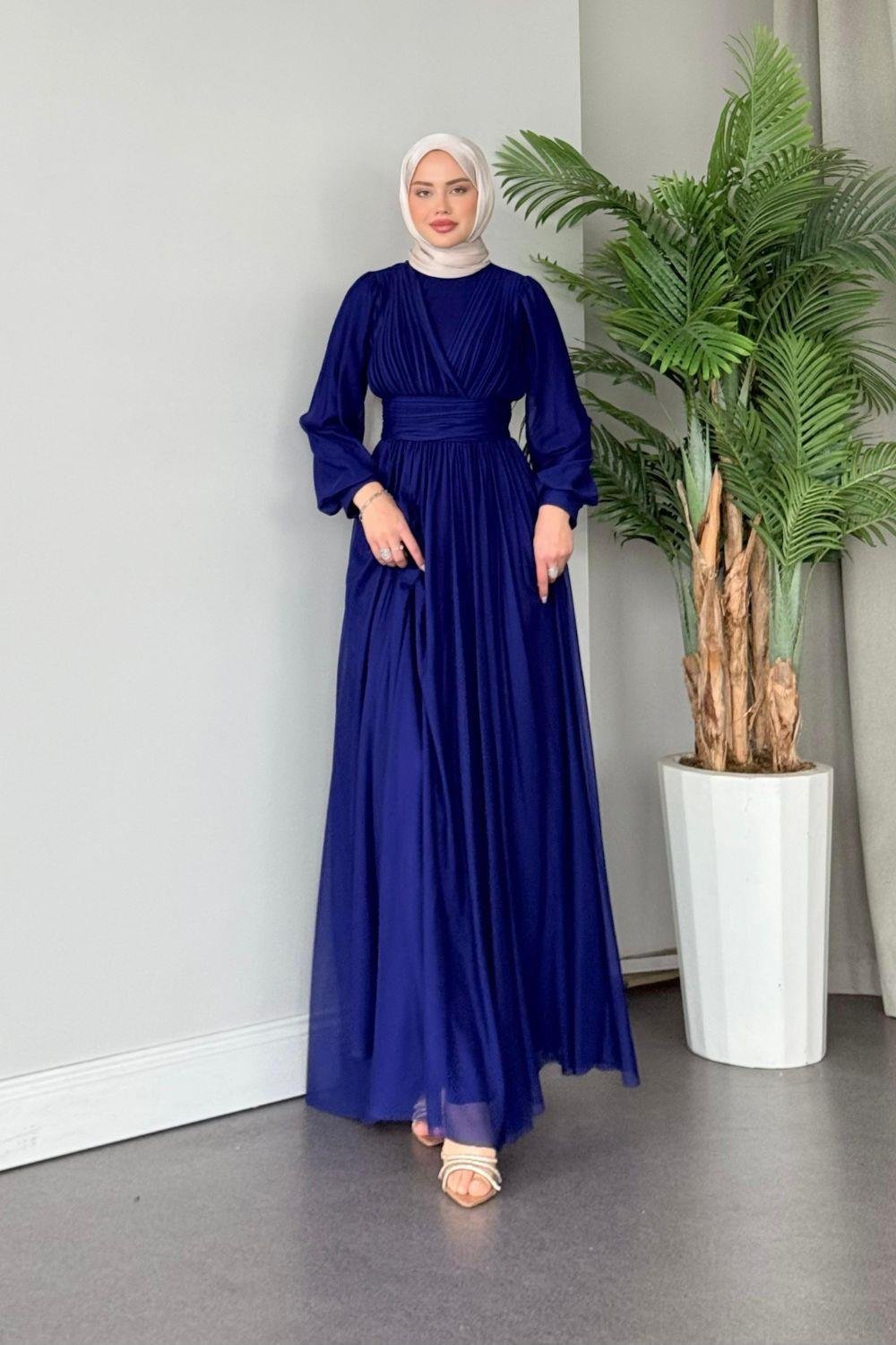 Doğa Tül Abiye Saks 4632 