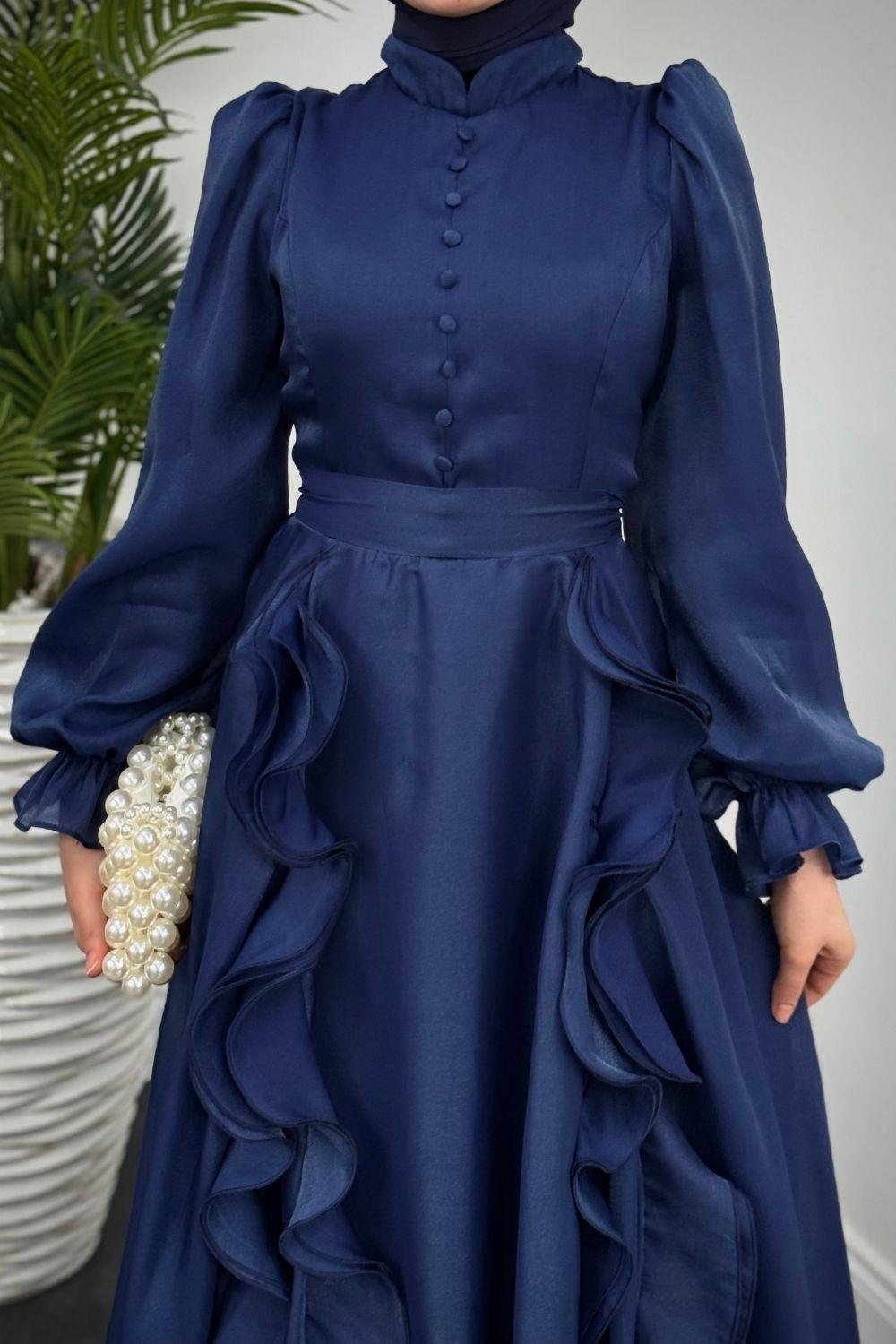 Samira Janjan Abiye Lacivert 4683 