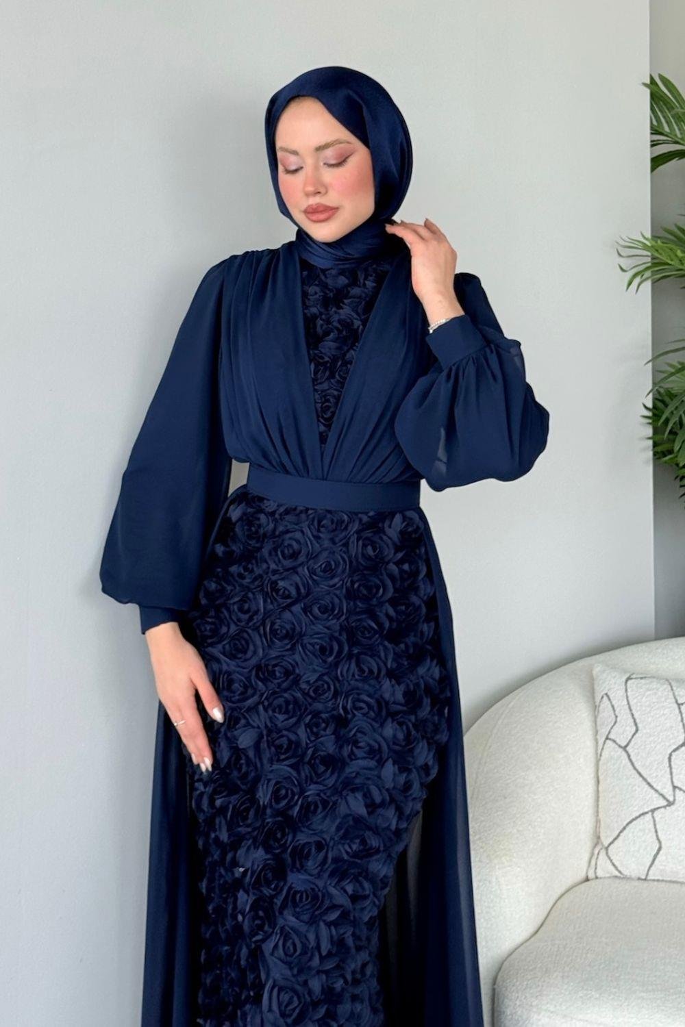 Mozella Güllü Abiye Lacivert 4689 