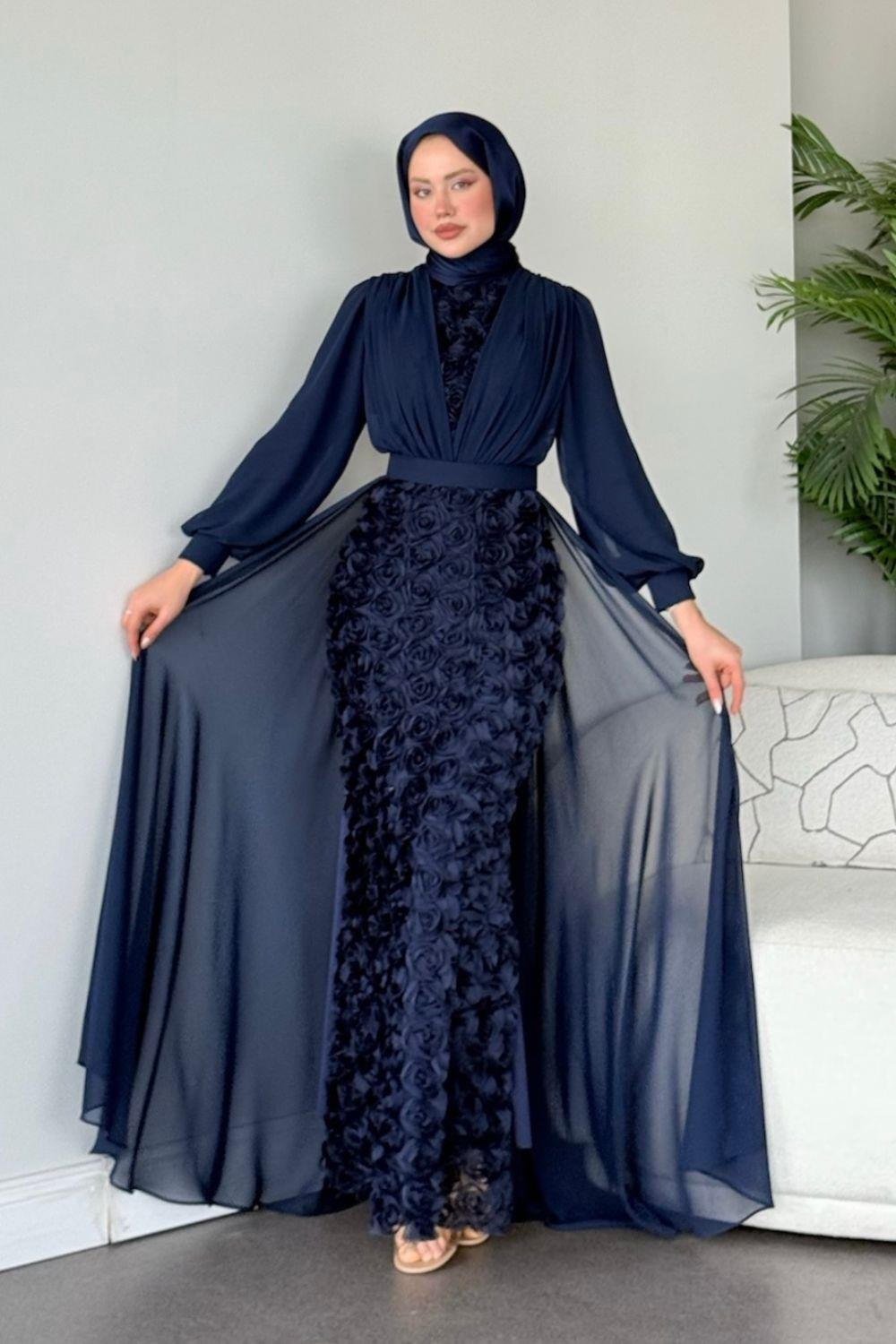 Mozella Güllü Abiye Lacivert 4689 